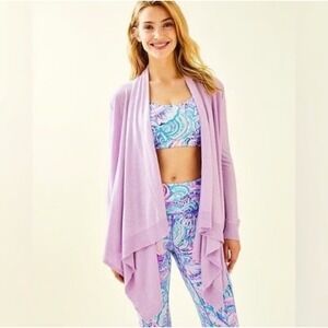Lilly Pulitzer Cardigan Womens XL  Waterfall Purple Open Front Knit Cardigan